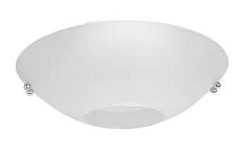 Luminária Plafon para Ventilador de Teto Bruxelas Anti-Inseto Completo c/Suporte Branco Vidro Redondo Fosco Maior e Menor