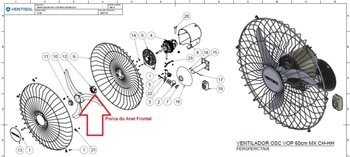 Porca do Anel Frontal da Grade do Ventilador VENTISOL 50/60cm MX Branca - Porca Plástica Diâmetro Interno da Rosca 4,20cm