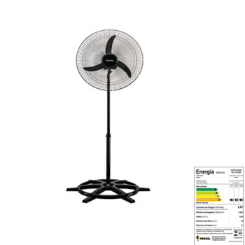 Ventilador de Coluna 60cm Ventisol Comercial Oscilante Bivolt 200W cor Preta Helice 3Pas Chave 3-Velocidades