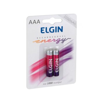 Pilha AAA Elgin Recarregável c/2Un 1000mAh Kit c/2-Pilhas - Pilha Elgin Recarregável AAA C/2 1000 MAH