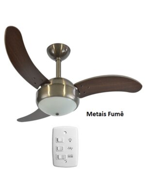 VENTILADOR DE TETO RIOPRELUSTRES MAX 1007 FUME 110V LUMINARIA P/2-LUZ CHAVE 3-VEL - INFINITY MAX1007 FUME