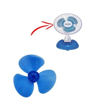 Helice de 15,0cm para Mini Ventilador Ventisol de 20cm 3Pas Plastica cor Azul - Encaixe 3,0mm Ponta Redonda c/Trava Traseira