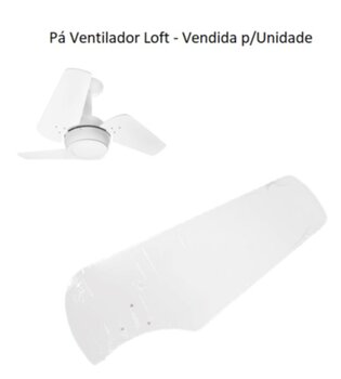 Pá Hélice para Ventilador de Teto Venti-Delta Loft - cor Branca - Linha Decorative - *Vendida p/Unidade
