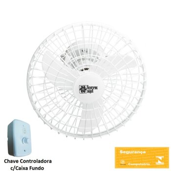 Ventilador de Teto Loren Sid Orbital 50cm Bivolts Branco Rotação em 360° Grade Plástica - Ventilador Orbital 50cm Sem Luminária p/Área Gourmet