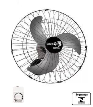 Ventilador de Parede 060cm Loren Sid M1 3Pás Bivolts 250w 08,5uF cor Preta - Chave Controle de Velocidade Rotativa