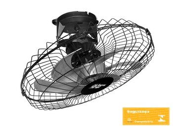 Ventilador de Teto Loren Sid Orbital 50cm Turbo M2 Bivolts cor Preta - Rotacao em 360? Grade Metal - Ventilador Orbital Sem Luminaria p/Area Gourmet