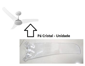 Pa Helice do Ventilador de Teto Aliseu SLIM cor Cristal Transparente - Pá Plástica Aliseu Slim - *Vendida p/Unidade