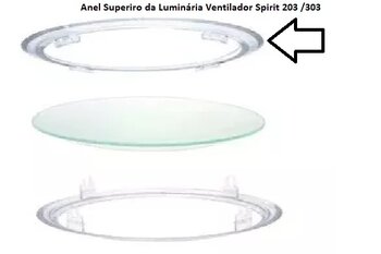 Anel Superior da Luminária do Ventilador SPIRIT VT203 VT303 Cristal - Anel Superior da Luminária do Ventilador SPIRIT VT 203 e VT 303 Cristal