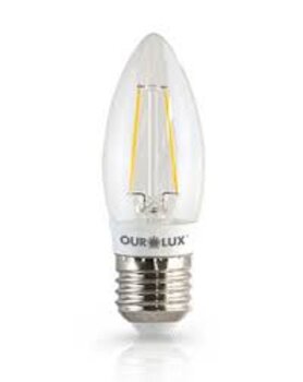 Lampada Led Vela 03w 2700K Bivolts Ourolux - Filamento Amarelo (c40/e27) - Lâmpada Tipo Vela em LED03Watts 2700K Bivolts - Soquete E27