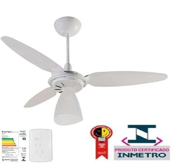 Ventilador de Teto Ventisol Wind Light Premium 127v04,0uF cor Branca 3Pas Injetadas Brancas Chave 3Velocidades - Consumo A