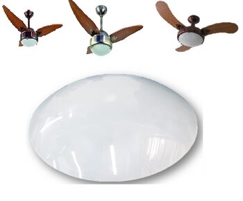 Globo Cupula Vidro da Luminaria Ventilador RioPrelustres Max 1005 - Max 1008 - Vidro Fosco/Leitoso Diametro 25cm