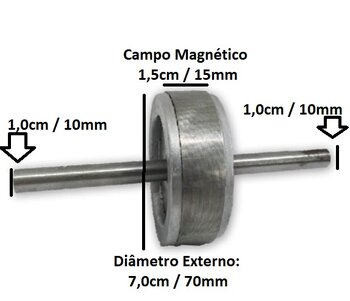 Rotor com Eixo Rosca Interna Encaixe Helice 10mm - p/Motor Ventilador Venti-Delta Premium 50/60cm - Contato 15,0mm Magnetico 70mm