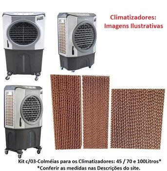 Colmeia para Climatizador - Esp.06,0x L42 x A/C48cm 1-Traseira + 2-Laterais Esp.5,0x L21,0x A/C60cm - Kit Painel Evaporativo Ventisol CLI45PRO CLI70 C