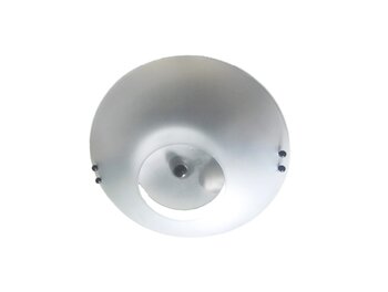 Luminária para Ventilador de Teto - Plafon Bruxelas Anti-Inseto Completo c/Suporte Preto Vidro Redondo Fosco Maior e Vidro Menor