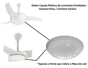 Globo Cupula Plastica da Luminaria Ventilador Ventisol Flow Ventisol Vortice - Globo Cupula da Placa de Led