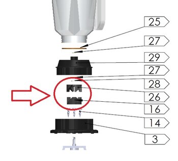 Arraste do Liquidificador JL Colombo Alta Rotação Mod.1,8 e 2,0-4,0Litros - Mancal do Motor Amortecedor de Partida LIQ1,8 e 2,0-4,0LT