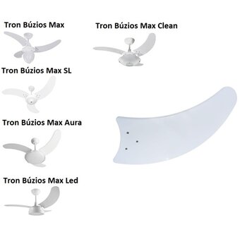 Pá Hélice para Ventilador de Teto Tron Aura Búzios Max/Max SL Max LED Clean Chanceler - Plástica Facão Branca *Vendida p/Unidade