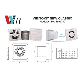 Exaustor de 10cm Banheiro e Ambientes ate 05m2 C80A - Kit Bivolts Vazao 080m3h 100mm - Renovador de ar VentoKit New Classic