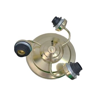 Luminária Plafon para Ventilador de Teto - Modelo Athenas3 Suporte em Metal Dourado c/3Soquetes p/3Lâmpadas - SEM TULIPAS