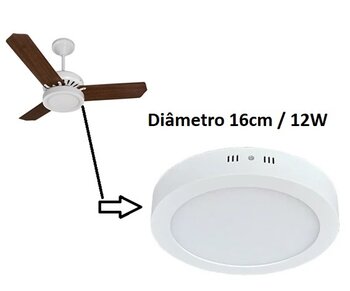 Plafon Redondo de Sobrepor 160CX160LX28Amm Branco - Luz Branca LED12W6500k Bivolts Alta Potência