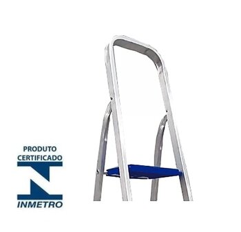 Escada de Aluminio 08 Degraus - Real Escadas Domesticas de Aluminio com Alca Longa para Melhor Apoio - Uso Residencial