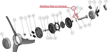 Parafuso de Fixação das Carcaças do Motor Ventilador Delta Lunik / Efyx - Parafuso Plastic 5 X 25 mm c/Flange -*Vendidos p/Unidade