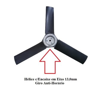 Helice para Climatizador Climatizze Eazy Fix Giro 49cm 3Pas Fibra + Metal Encaixe 13,0mm - Giro Sentido Anti-Horario