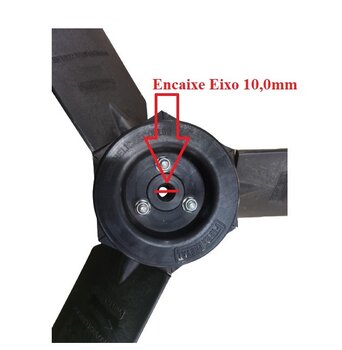 Helice para Climatizador AG Ebone FOG I/II/III FOG1 FOG2 FOG3 - 3Pas Fibra c/Centro de Metal 40cm - Encaixe 10,0mm - Giro Sentido-Anti-Horario