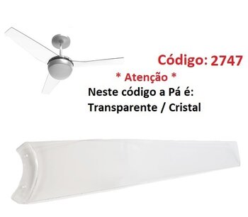 Pa Helice para Ventilador de Teto Aliseu Jet cor Cristal Transparente - Pá Plástica Aliseu Jet - *Vendida p/Unidade