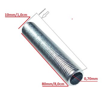 Nipel de Metal com Rosca - 08cm Comprimento - Para Luminárias - Niple de Metal 080mm