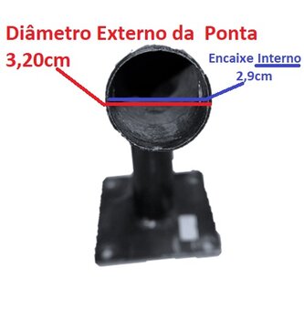 Suporte de Parede para ventiladores Curvo em Metal na cor Preta - Medida Exteran da Ponta 3,20cm / Encaixe Interno 2,90cm -*SALDÃO-USADO