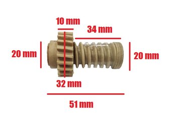 Engrenagem COM Rosca sem Fim para Ventilador Loren Sid - Turbo Osc. Anteriores - Mesa, Coluna, Parede e Orbital de 30/40/50/60cm - Medida Total 4,30mm