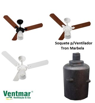 Soquete para Ventilador de Teto Arge COM Miolo ou Casquilho - Ventilador Arlux - Gênius - Ventus - Tron Marbela - *Vendido p/Unidade