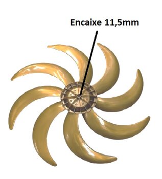 Helice de 60cm para Ventilador Domina 8Pas cor Dourada - Eixo 11,5mm - Domina Octupus 60cm - Ponta Redonda c/Trava Traseira