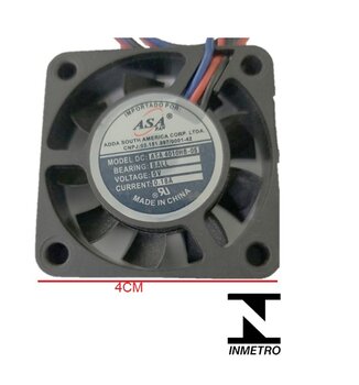 Exaustor de 04cm Microventilador 05Volts - Cooler ADDA 40x40x10mm 3Fios AD0405HB-G76(T) (4010HB-05) 5v 0,18A-019A - Mancal c/Rolamentos