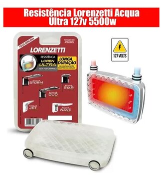 Resistência Chuveiro Lorenzetti 127V 5500W 3065 Loren Ultra Acqua Star - Acqua Storm - Acqua Duo - Acqua Jet - Acqua Wave