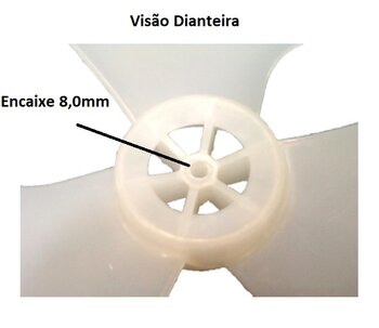 Helice de 40cm para Ventilador Venti-Delta New Light 3Pas Plastica - Encaixe de 08,0mm c/Trava Traseira - Fixada c/Porca no Eixo