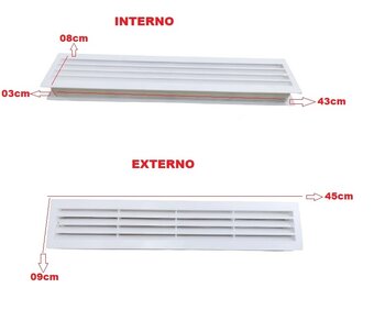 Grade Veneziana 43x08cm para Ventilação de Porta - Grelha de Porta Multivac Plástica de Encaixe - 430mmx80mm