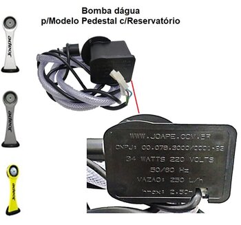 Bomba de Agua 0250LH 220Volts 34/35W Hmax: 2,50m Climatizador Joape Pedestal/Reservatorio - 767 Fortaleza Guaruja Copacabana Cassino Jurere
