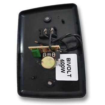 Chave para Ventilador de Parede cor Preta 1-Tecla Liga/Desliga Controle de Velocidade Rotativo Dimer 0400W Bivolts - Espelho 4x2