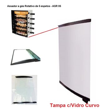 Conjunto Porta para Assador Churrasqueira ARKE AGR-05 Espetos - Linha VITTA_AGR-05 - p/Modelos Vitta Premium_Vitta Smart_AGR-05 - Tampa com Vidro Curv