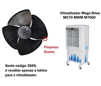 Helice para Climatizador Mega Brisa MC70 MWM M7000 M7P/M7J Giro Anti-Horario - *SALDAO pequenas Avarias* - 4Pas Eixo 15,0mm PRD S/Trava Traseira