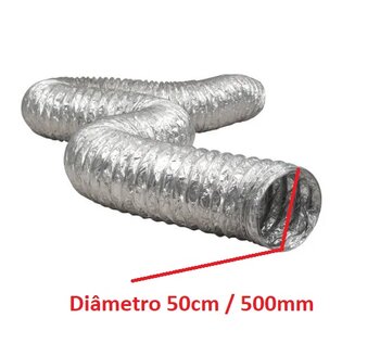 Duto Flexivel de Aluminio 50cm para Exaustores - Tubo 500mm/508mm 20 ALUDEC 6020 - *Vendido p/Metro