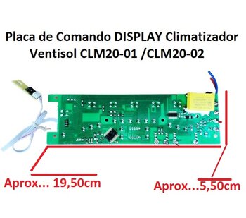 Placa de Comando DISPLAY Climatizador Ventisol CLM20-01/CLM20-02 - Placa Display Bivolts 127v/220v - c/Fios Estanhados