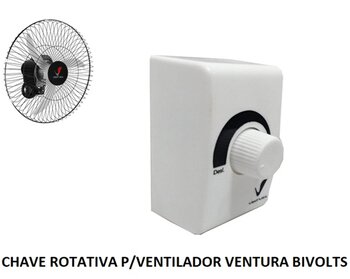 Chave Controladora de Velocidade Ventilador Ventura 50/60cm - Bivolts Potência até 0200W - Compacta Caixa Fundo Branca 7x8cm