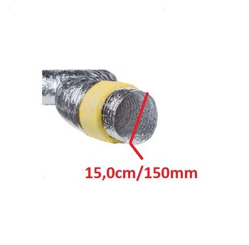 Duto Flexivel de Aluminio 15cm para Exaustores - Tubo 150mm/161mm 06 Isodec Resistencia Termica 0.6 p/Ate 140c?- Vendido p/Metro