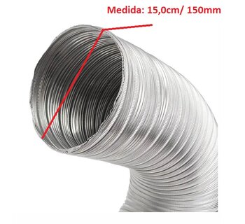 Duto Flexivel de Aluminio 15cm para Exaustores - Tubo 150mm/150mm 06 3MT Semidec p/Ate 250oC - Vendido no Pacote 3Metros