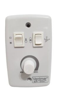 Chave Ventilador de Teto Controle de Velocidade Rotativo Dimer 0400WBiv Tecla  Liga/Desliga/Reverte + Tecla Lâmpada - cor Branca