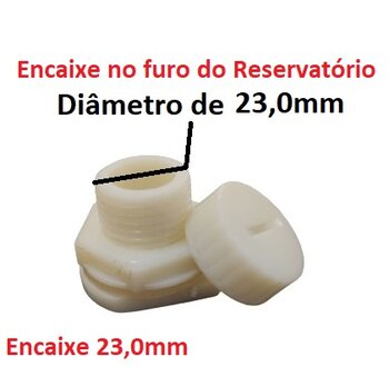 Dreno do Reservatorio E23MM Climatizador Ventisol CLIN35 CLIN60 +Linha *PRO2 CLIPRO45/O70/100 - Kit Porca + Anel + TAMPA - Comp.Rosca 2,7cm