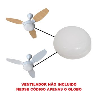 Globo Cúpula Plástica da Luminária Ventilador Ventisol Elluz Legacy - Sem LED - *Apenas o Globo - Encaixe 000mm